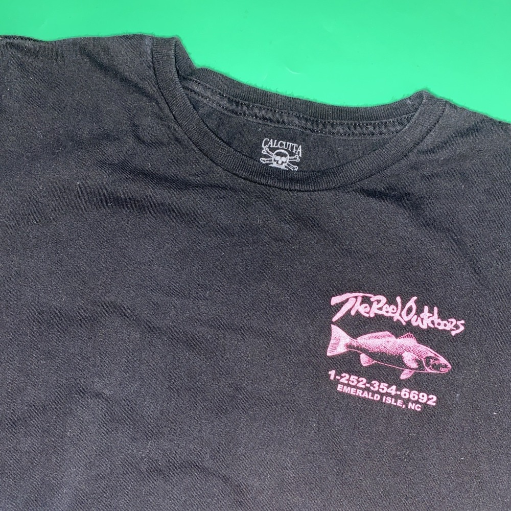 The Reel Outdoors, Emerald Isle, NC Women's Large Short Sleeve Black T Shirt